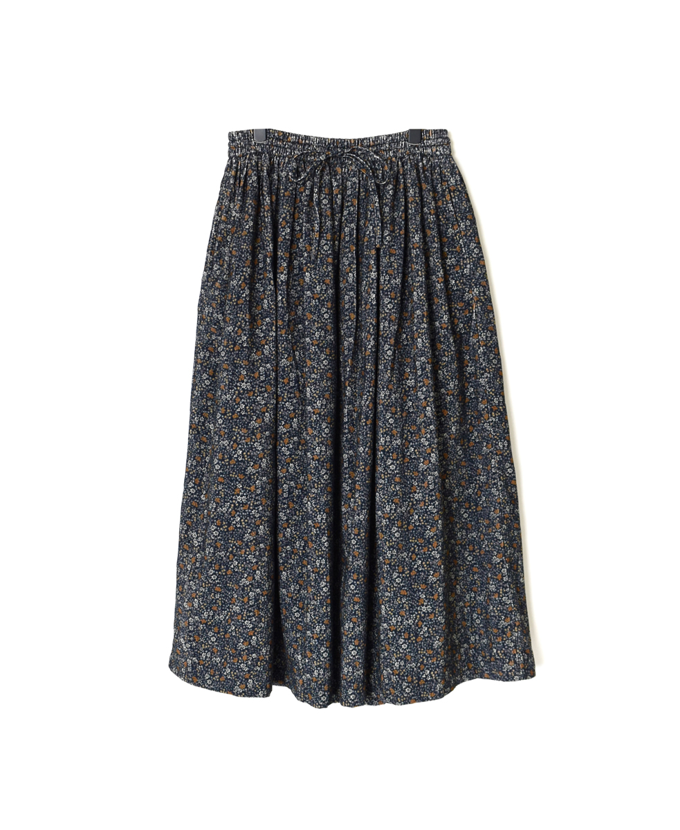NSL22553 (スカート) CORDUROY SMALL FLOWER PRINT GATHERED SKIRT