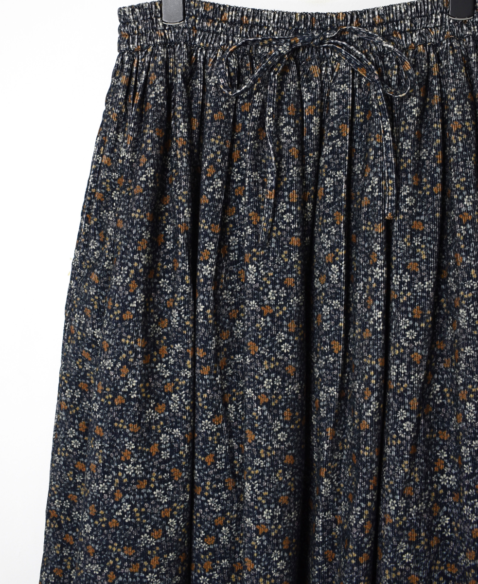 NSL22553 (スカート) CORDUROY SMALL FLOWER PRINT GATHERED SKIRT