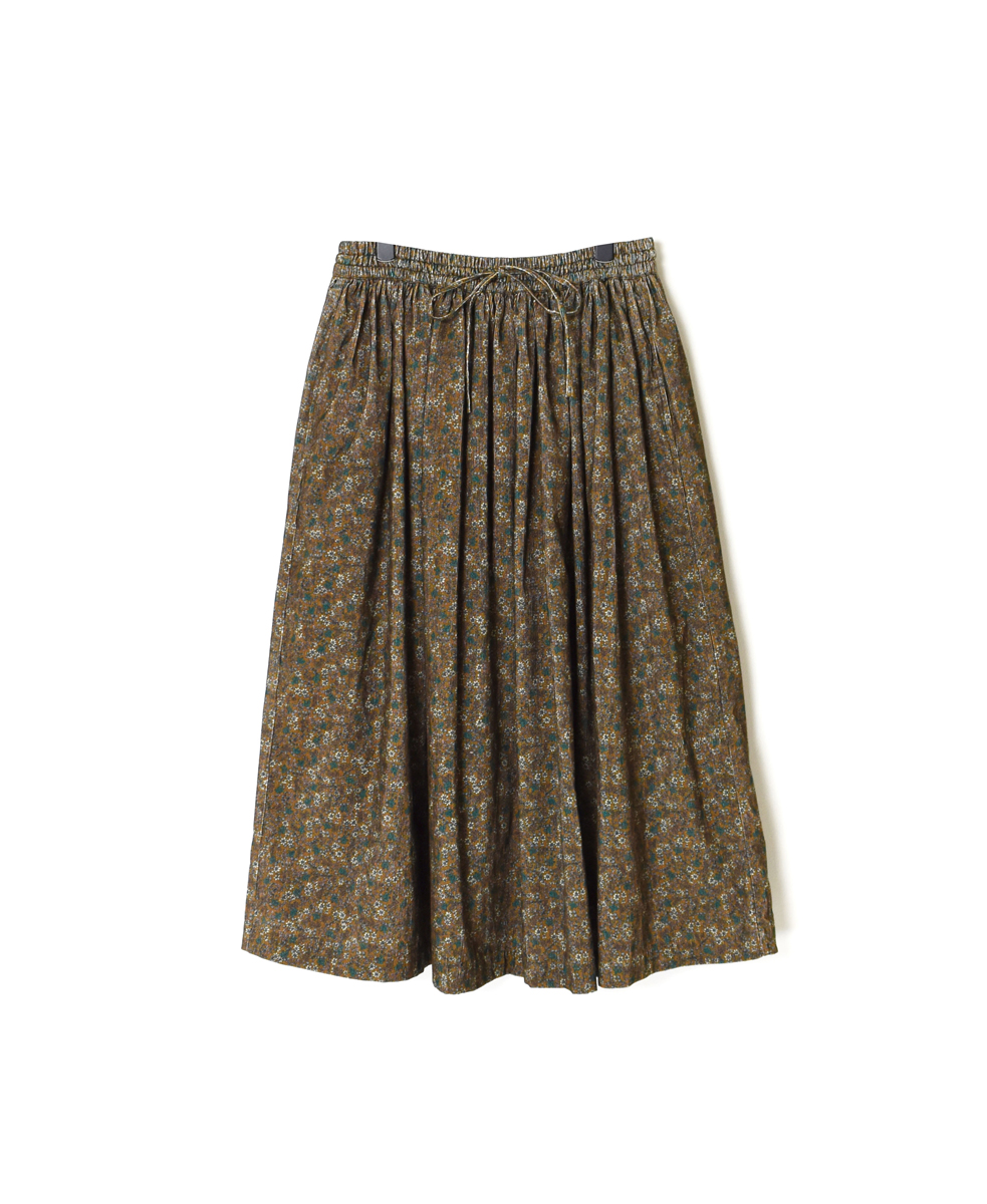 NSL22553 (スカート) CORDUROY SMALL FLOWER PRINT GATHERED SKIRT