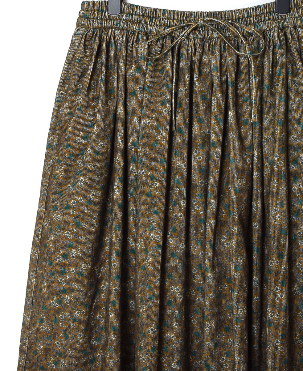 NSL22553 (スカート) CORDUROY SMALL FLOWER PRINT GATHERED SKIRT