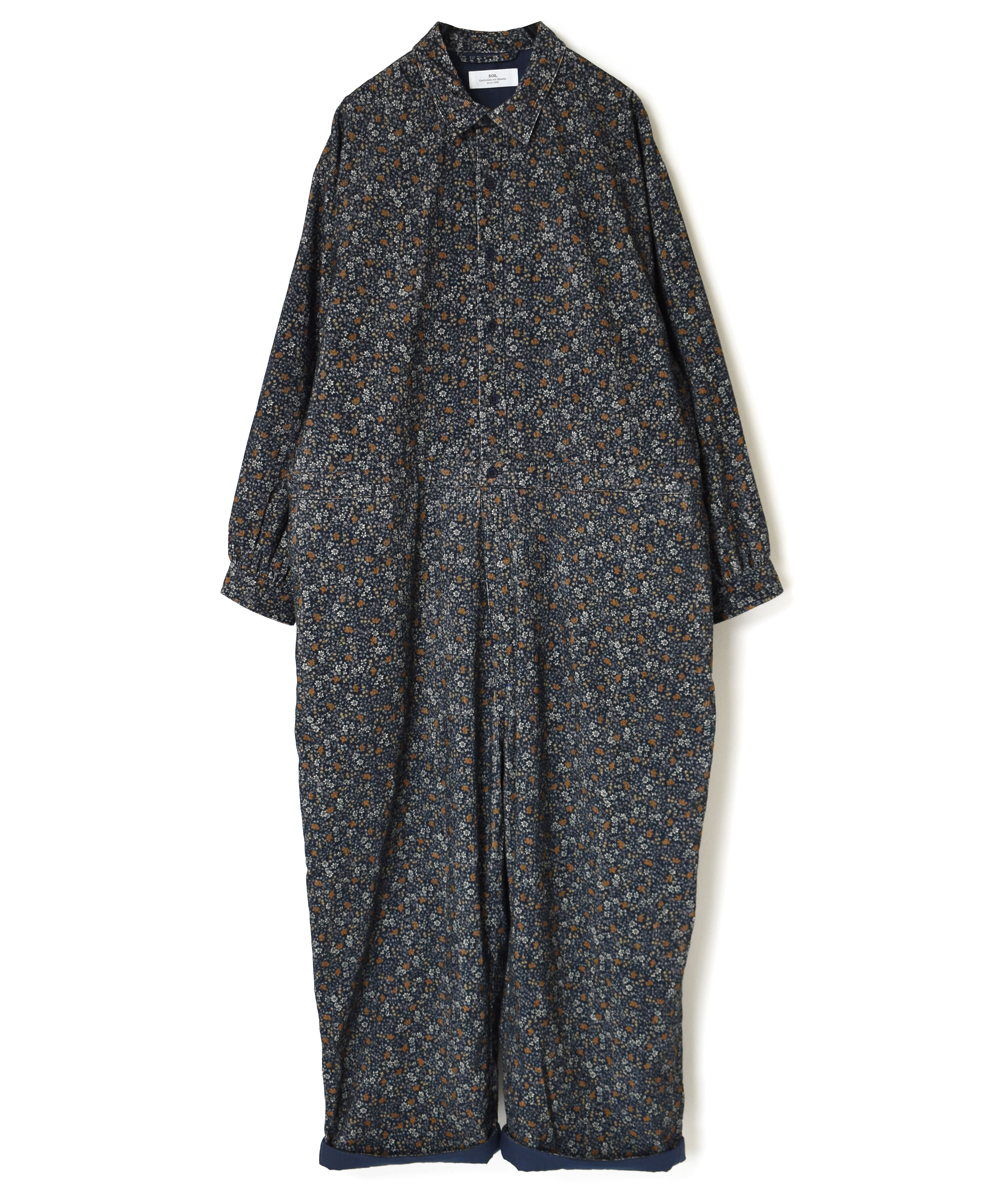 NSL22552 (オーバーオール) CORDUROY SMALL FLOWER PRINT REGULAR COLLAR OVERALLS