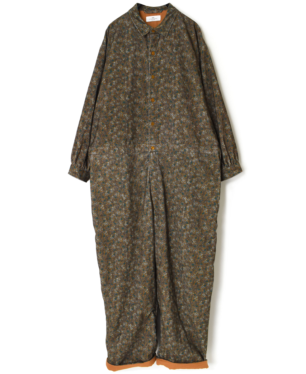 NSL22552 (オーバーオール) CORDUROY SMALL FLOWER PRINT REGULAR COLLAR OVERALLS