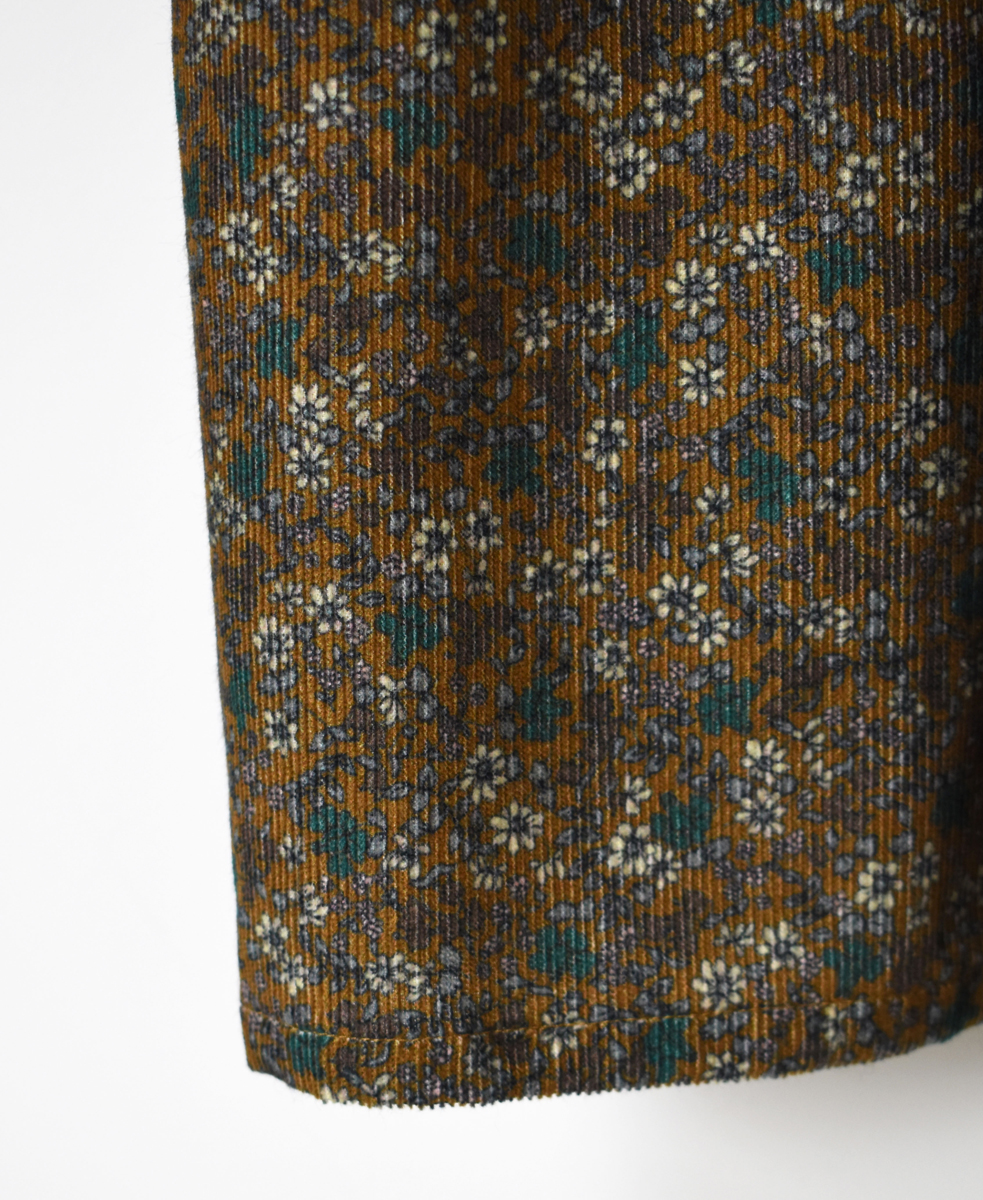 NSL23541 (ワンピース) CORDUROY SMALL FLOWER PRINT CREW-NECK GATHERED DRESS