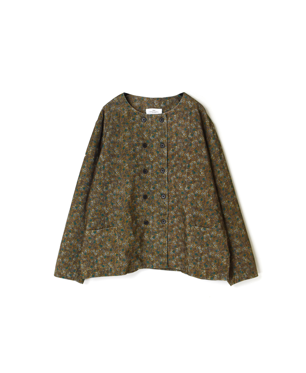 NSL22551 (ジャケット) CORDUROY SMALL FLOWER PRINT NO COLLAR DOUBLE JACKET