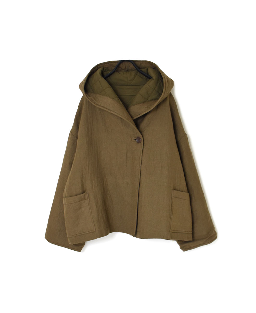 NSL23511 (ジャケット) WOOL LINEN PLAIN WITH QUILTED LINING HOODED REVERSIBLE JACKET