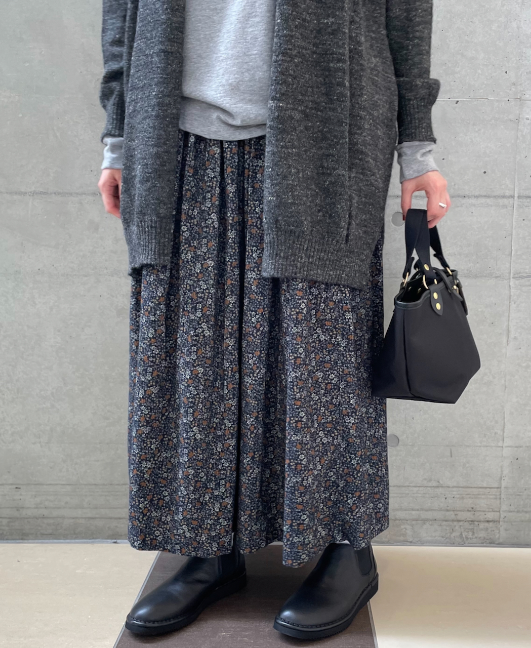 NSL22553 (スカート) CORDUROY SMALL FLOWER PRINT GATHERED SKIRT