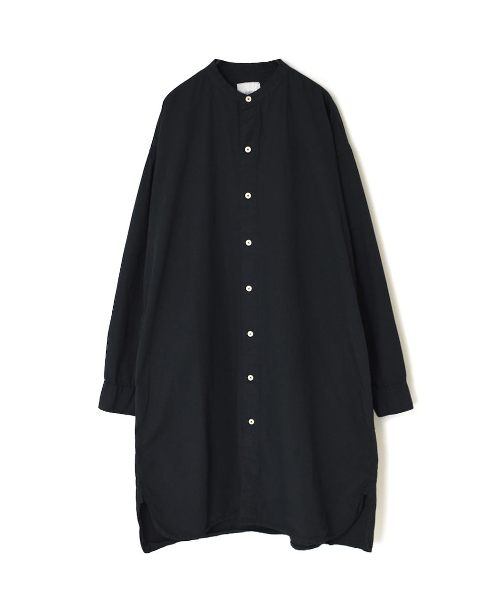 INAM1902PD (ロングシャツ) 40'S POPLIN  OVER DYED BANDED COLLAR LONG SHIRT