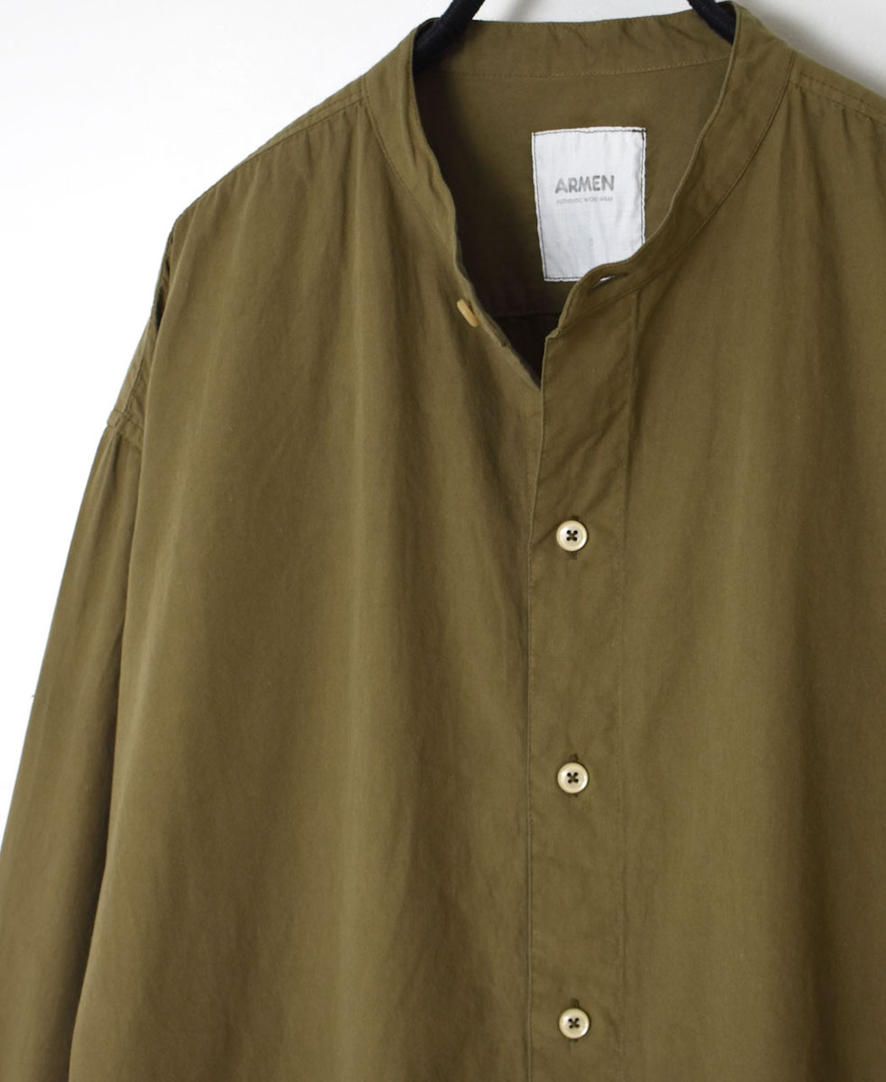 INAM1902PD (ロングシャツ) 40'S POPLIN  OVER DYED BANDED COLLAR LONG SHIRT