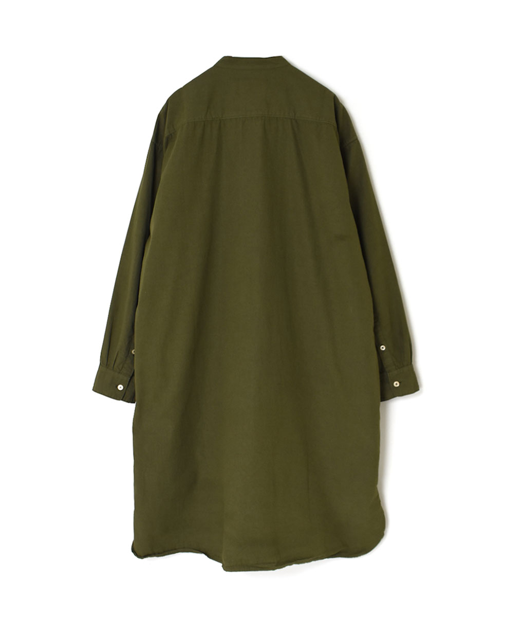 INAM1902PD (ロングシャツ) 40'S POPLIN  OVER DYED BANDED COLLAR LONG SHIRT