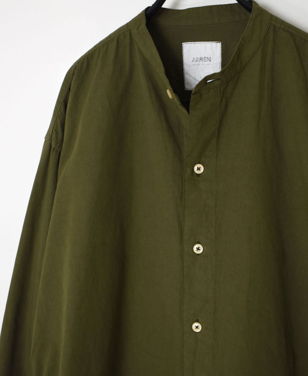 INAM1902PD (ロングシャツ) 40'S POPLIN  OVER DYED BANDED COLLAR LONG SHIRT