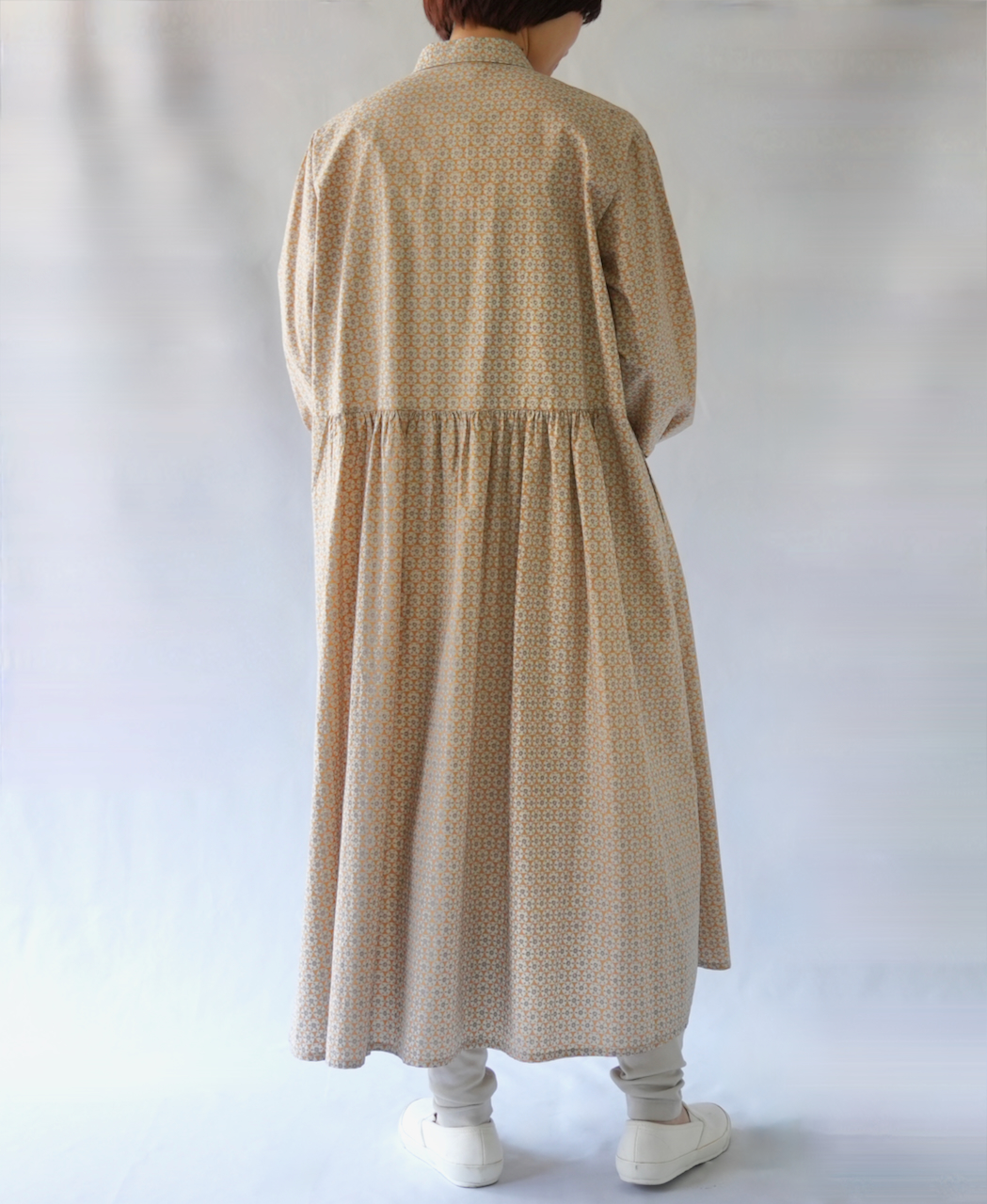 INSL23724 (ワンピース) 60'S POPLIN FLOWER PRINT REGULAR COLLAR DRESS
