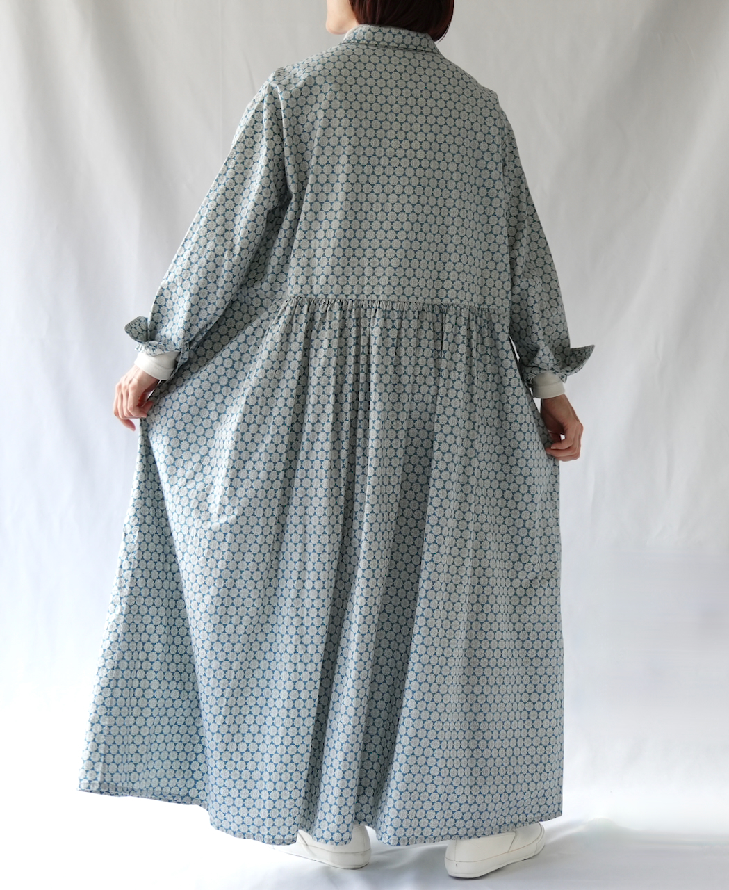INSL23724 (ワンピース) 60'S POPLIN FLOWER PRINT REGULAR COLLAR DRESS