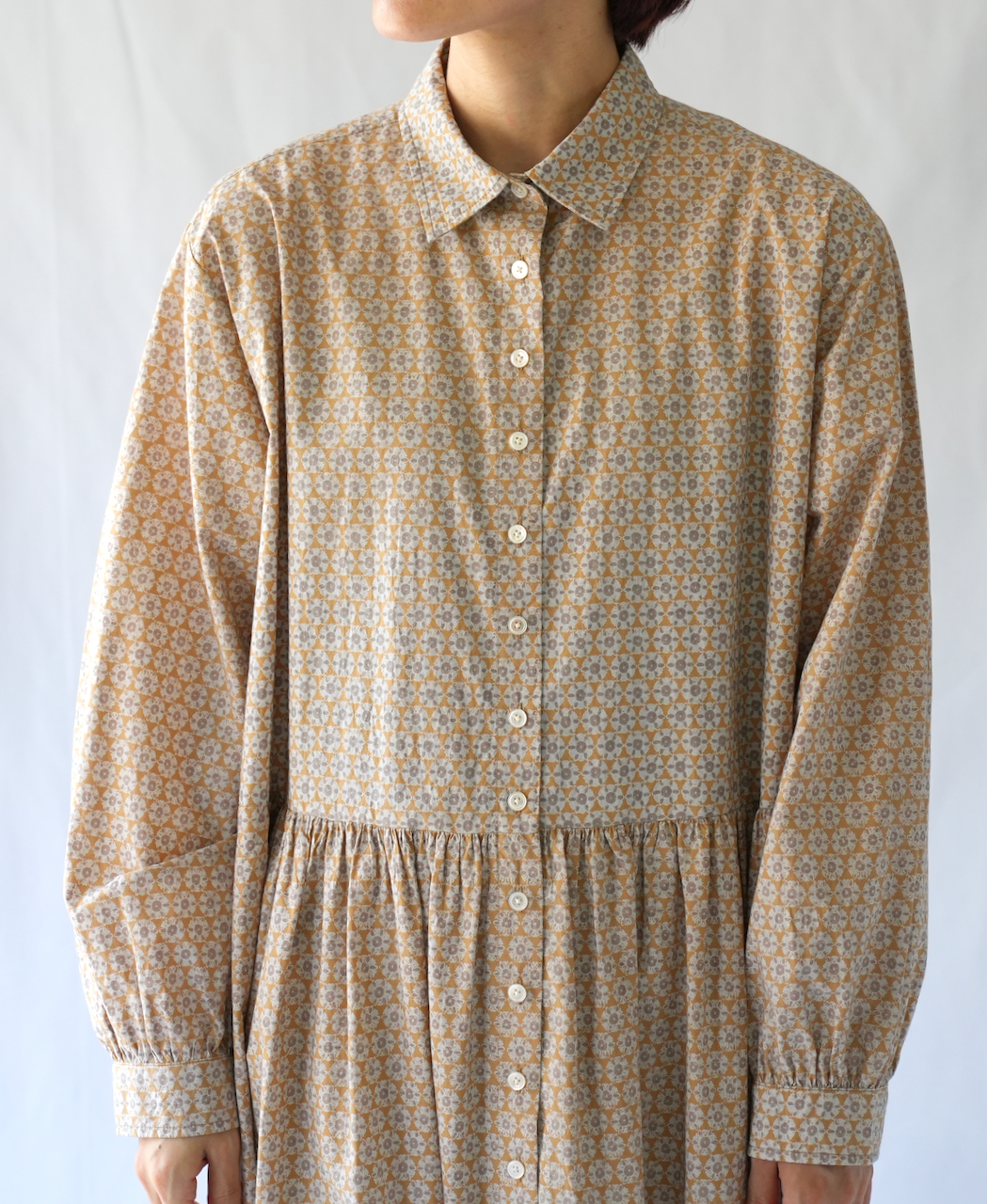 INSL23724 (ワンピース) 60'S POPLIN FLOWER PRINT REGULAR COLLAR DRESS