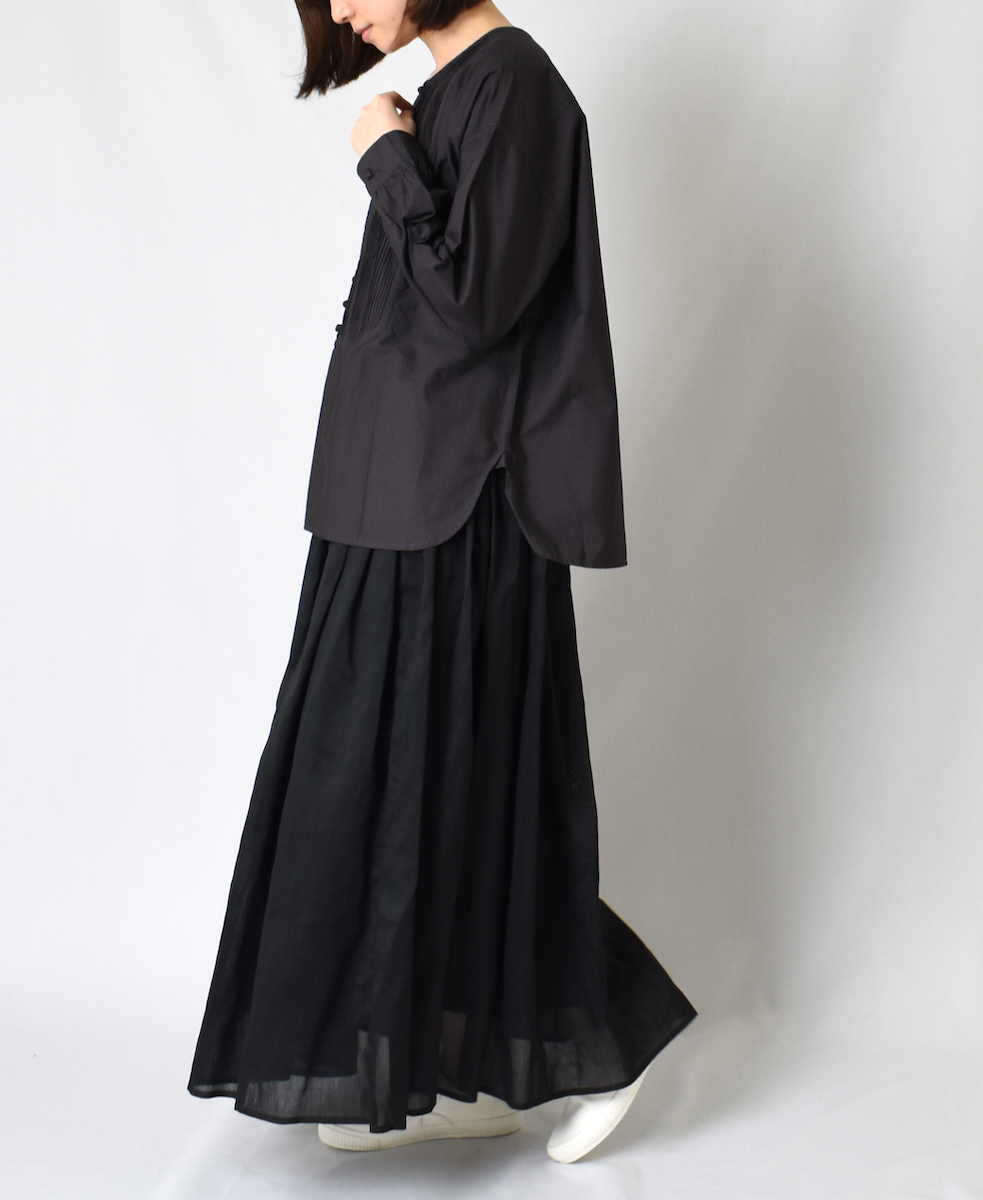 NMDS22564 (スカート) HANDWOVEN COTTON SILK RAJASTHAN TUCK GATHERED SKIRT WITH LINING