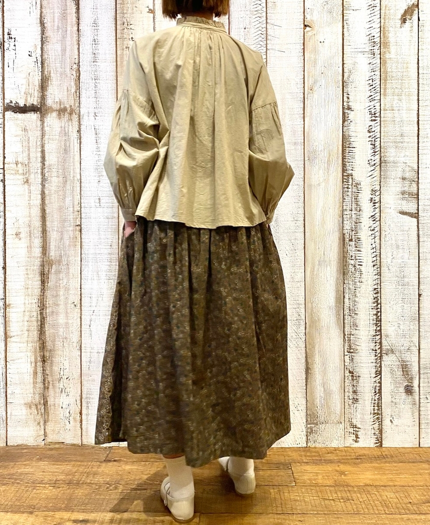 NSL22553 (スカート) CORDUROY SMALL FLOWER PRINT GATHERED SKIRT