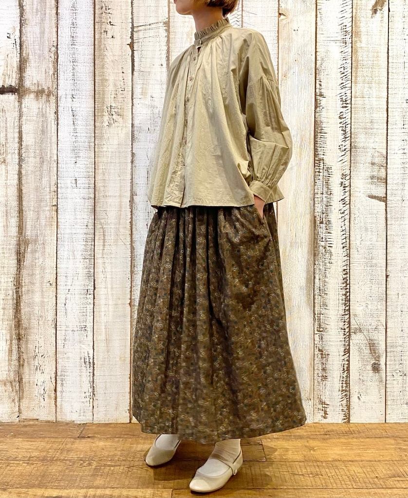 NSL22553 (スカート) CORDUROY SMALL FLOWER PRINT GATHERED SKIRT