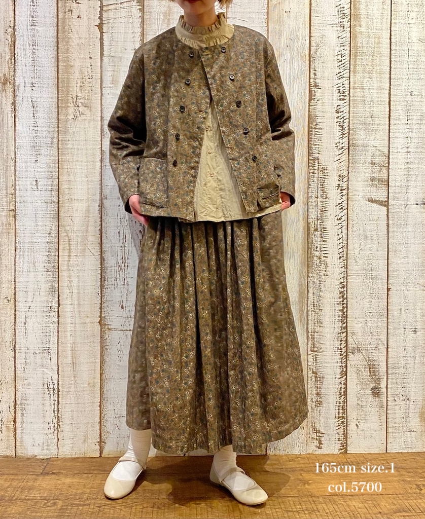 NSL22553 (スカート) CORDUROY SMALL FLOWER PRINT GATHERED SKIRT