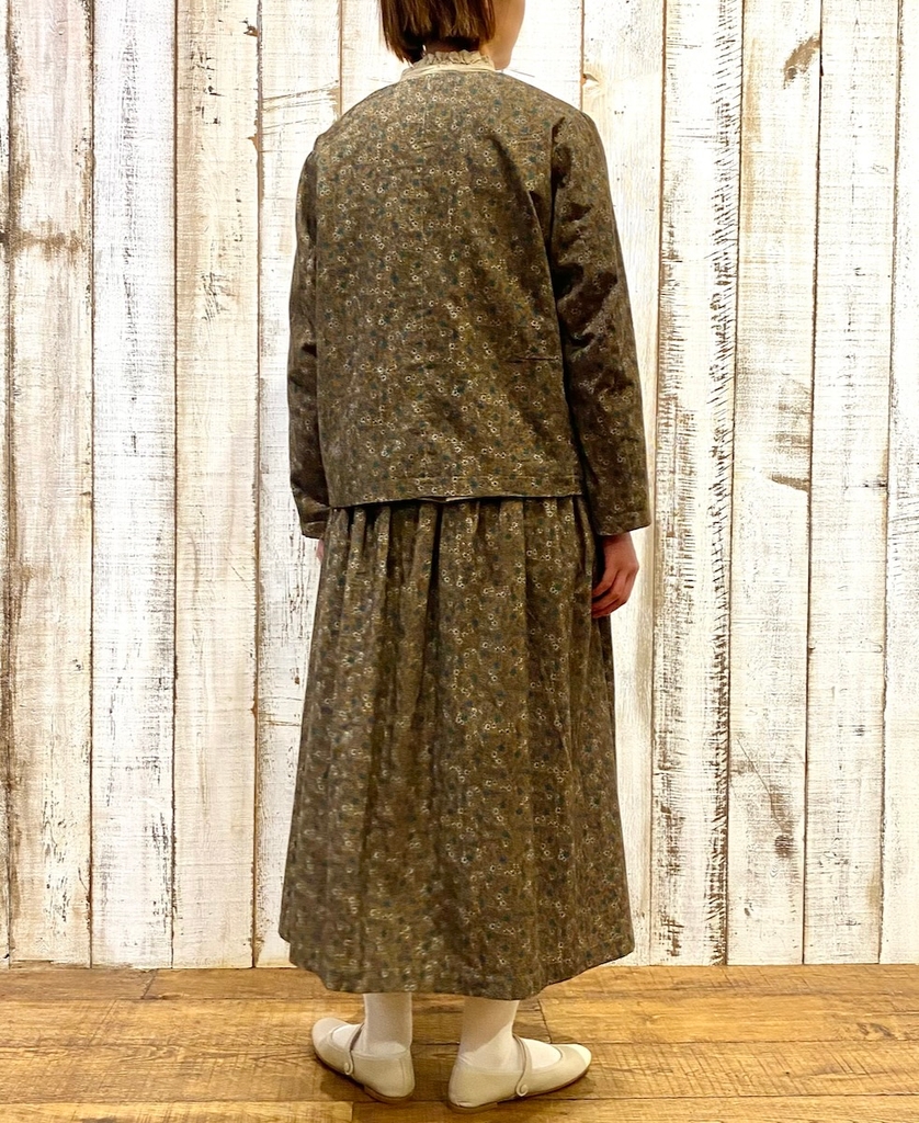 NSL22553 (スカート) CORDUROY SMALL FLOWER PRINT GATHERED SKIRT