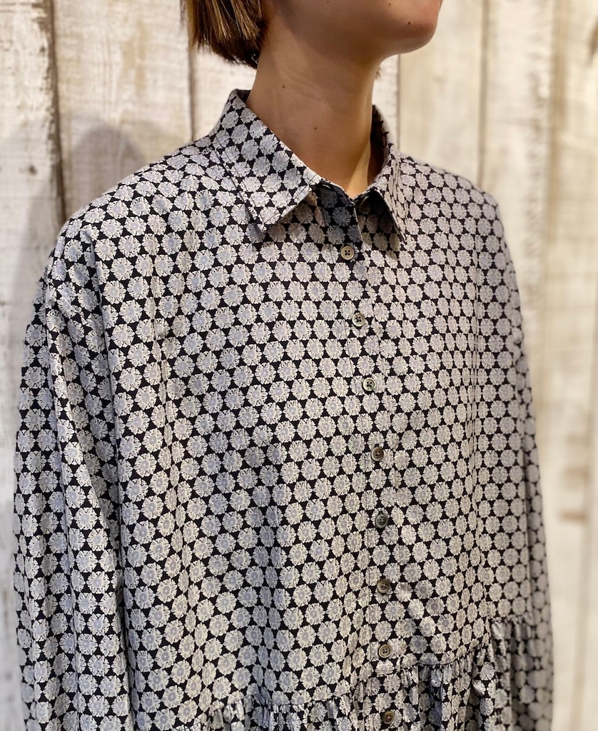 INSL23724 (ワンピース) 60'S POPLIN FLOWER PRINT REGULAR COLLAR DRESS