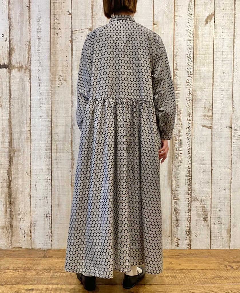 INSL23724 (ワンピース) 60'S POPLIN FLOWER PRINT REGULAR COLLAR DRESS