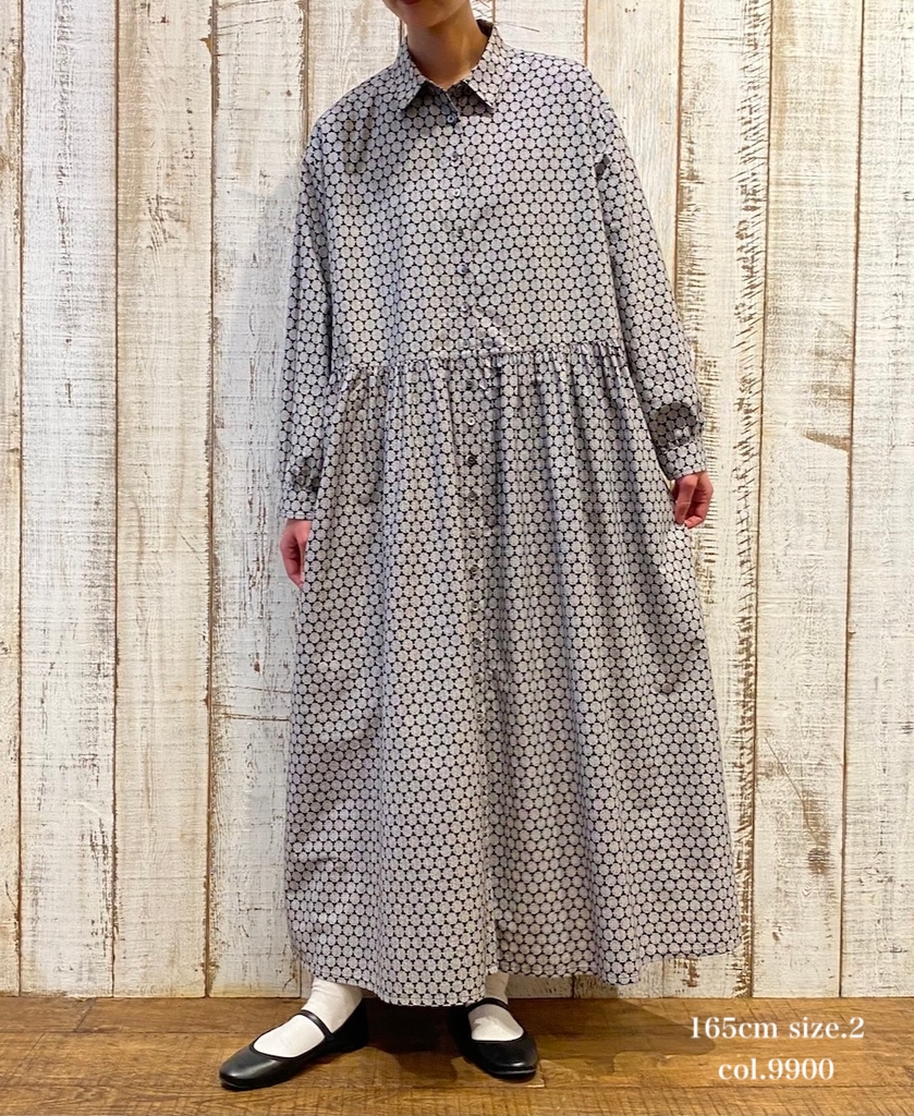 INSL23724 (ワンピース) 60'S POPLIN FLOWER PRINT REGULAR COLLAR DRESS