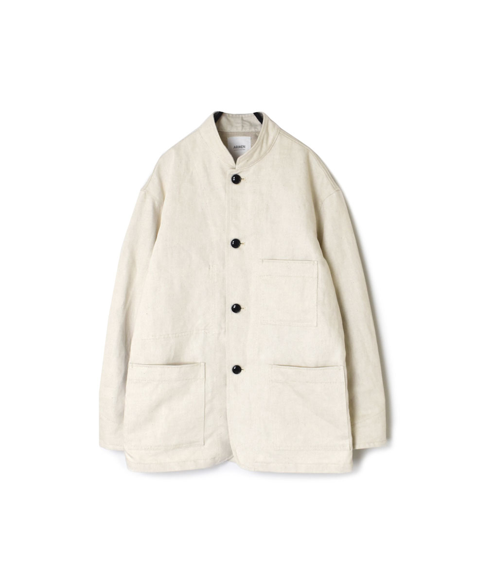 GNAM2361 (ジャケット) 9.5oz COTTON / LINEN DENIM BANDED COLLR JACKET