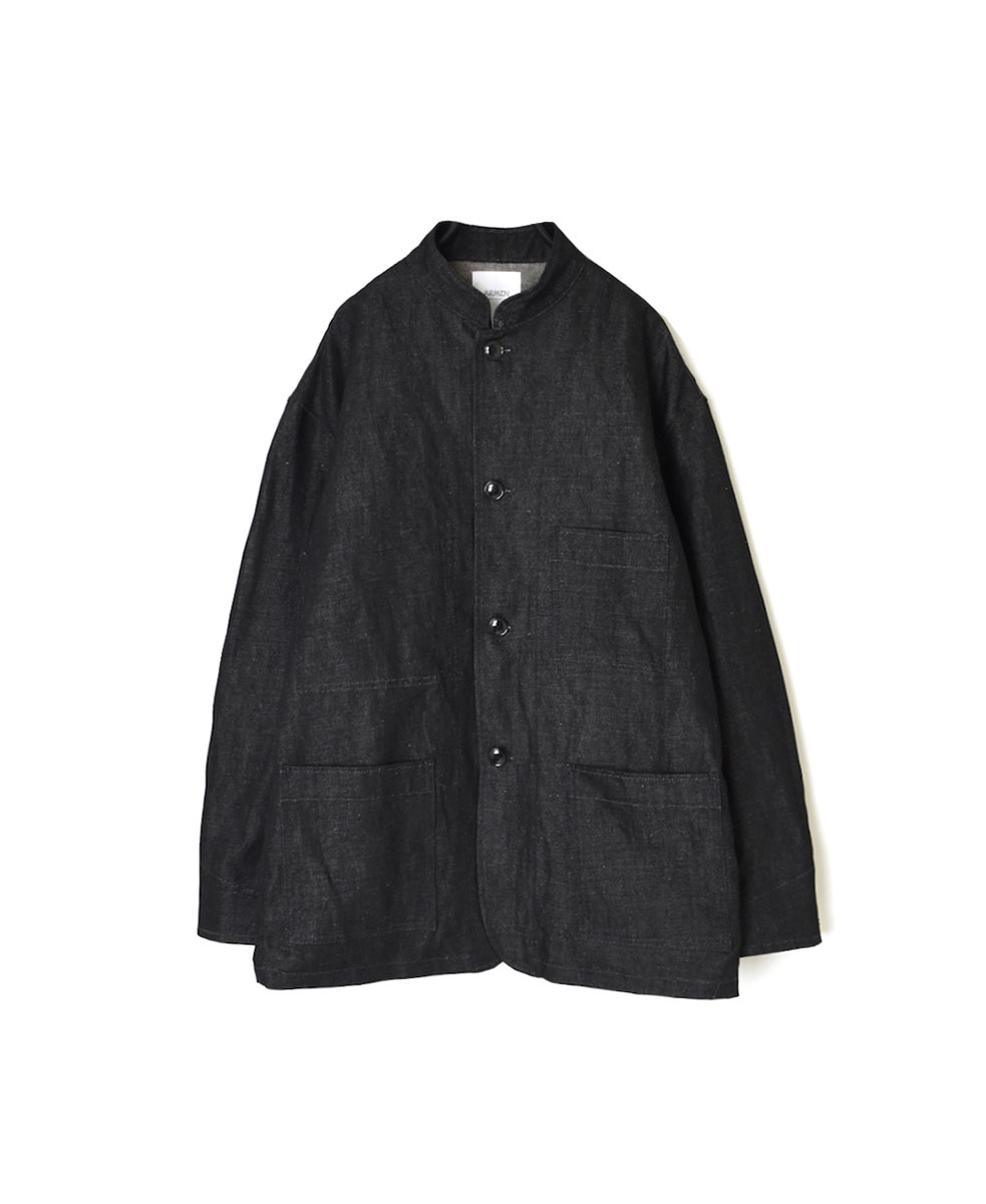 GNAM2361 (ジャケット) 9.5oz COTTON / LINEN DENIM BANDED COLLR JACKET