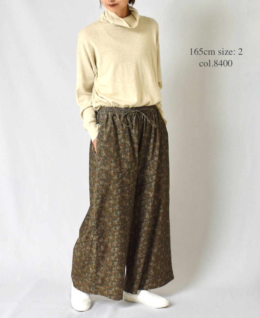 NSL22554 (パンツ) CORDUROY SMALL FLOWER PRINT WIDE EASY PANTS