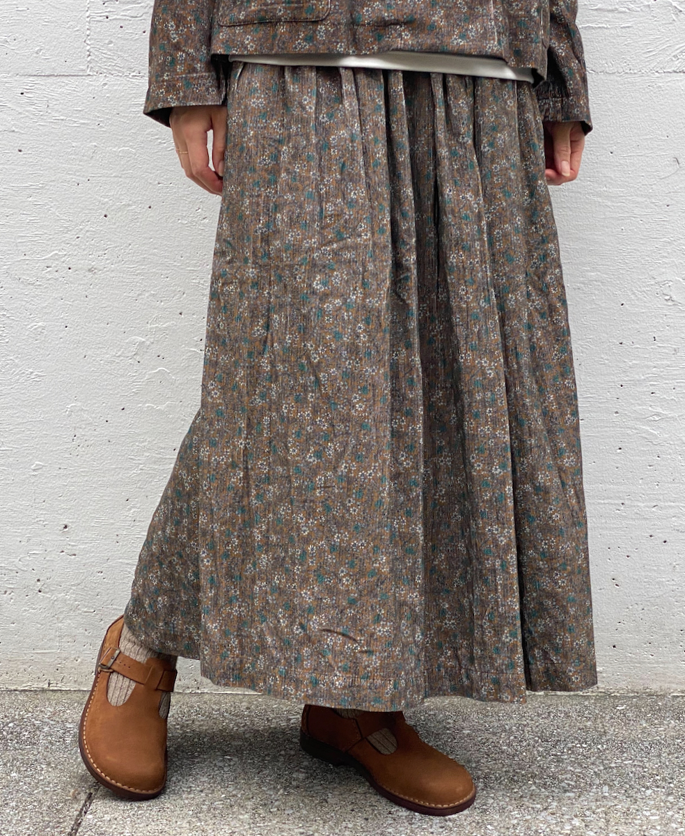 NSL22553 (スカート) CORDUROY SMALL FLOWER PRINT GATHERED SKIRT