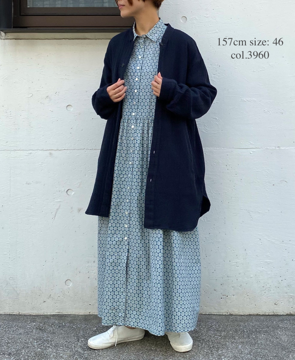INHT2362WPD (シャツ) WAFFLE PLAIN OVERDYE STAND COLLAR SHIRTS