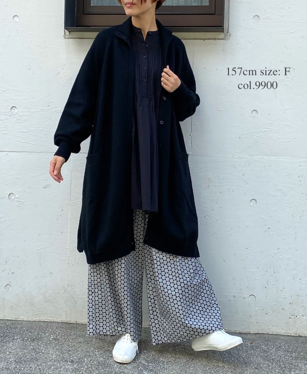 GNSL22703 (カーディガン) 5GG 2PLY COTOSWOLDS TURTLE NECK BUTTON LONG CARDIGAN