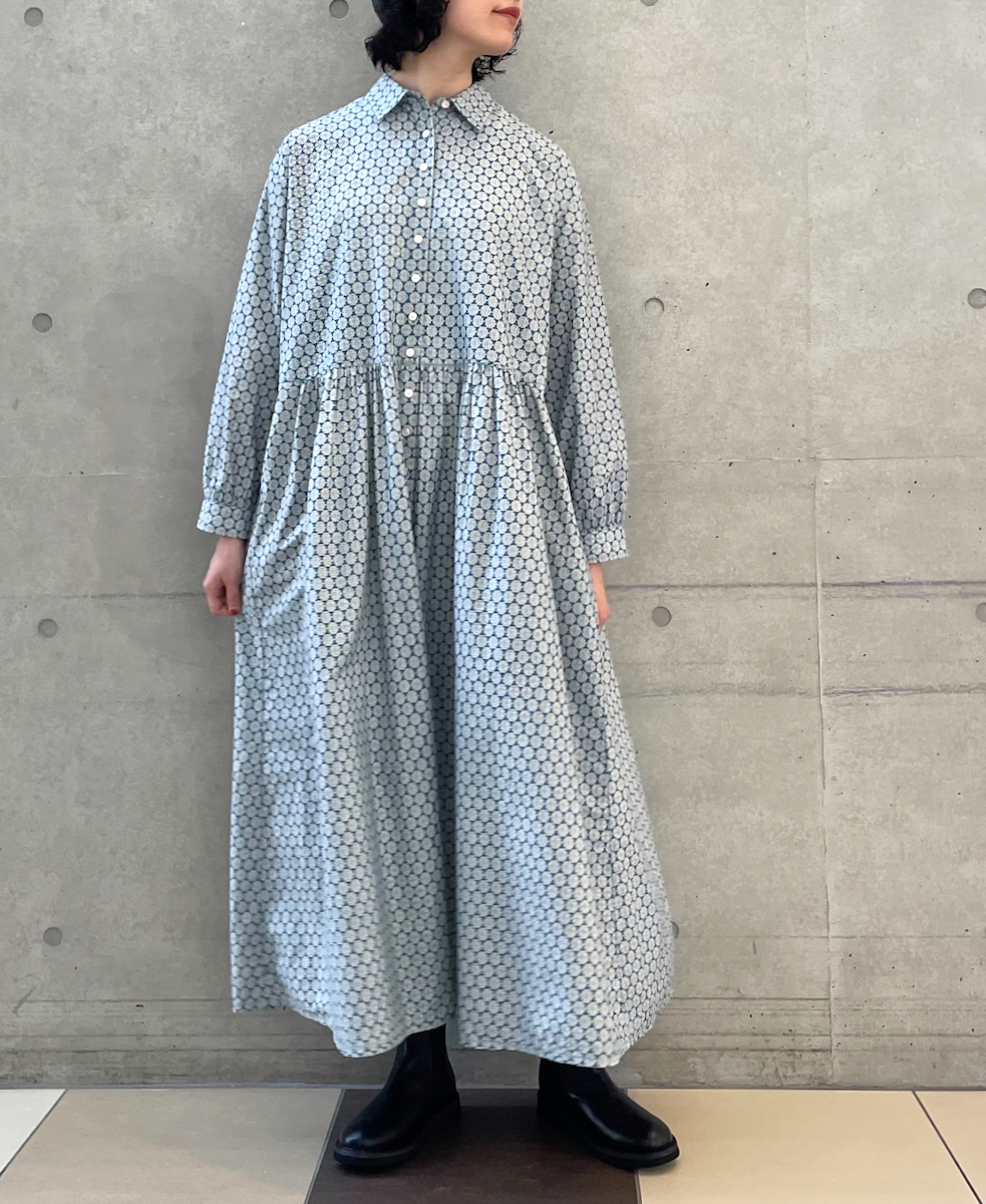 INSL23724 (ワンピース) 60'S POPLIN FLOWER PRINT REGULAR COLLAR DRESS