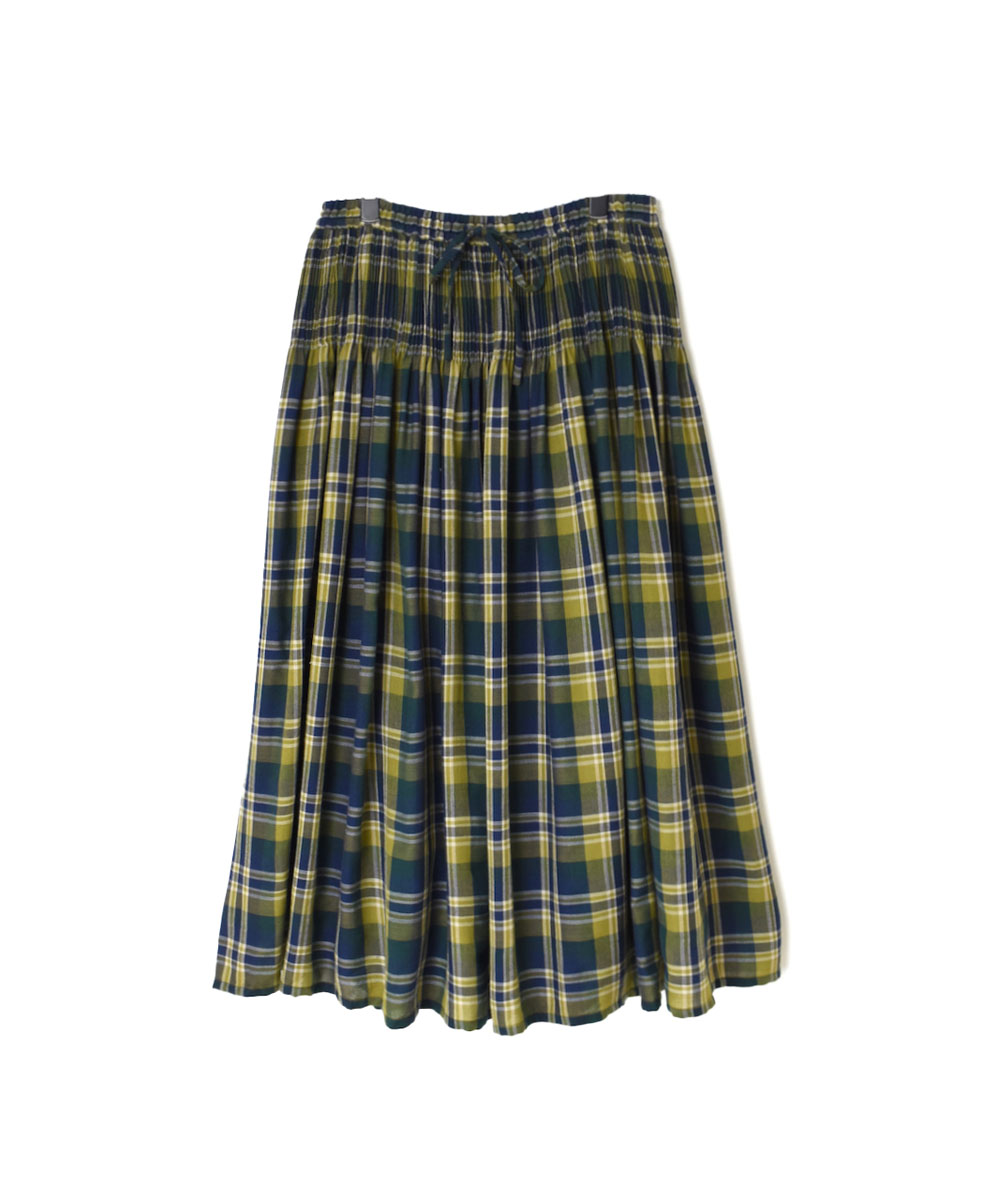 NMDS23615 (スカート) WOOL COTTON TWILL WEAVE CHECK MINI PINTUCK FLARED SKIRT