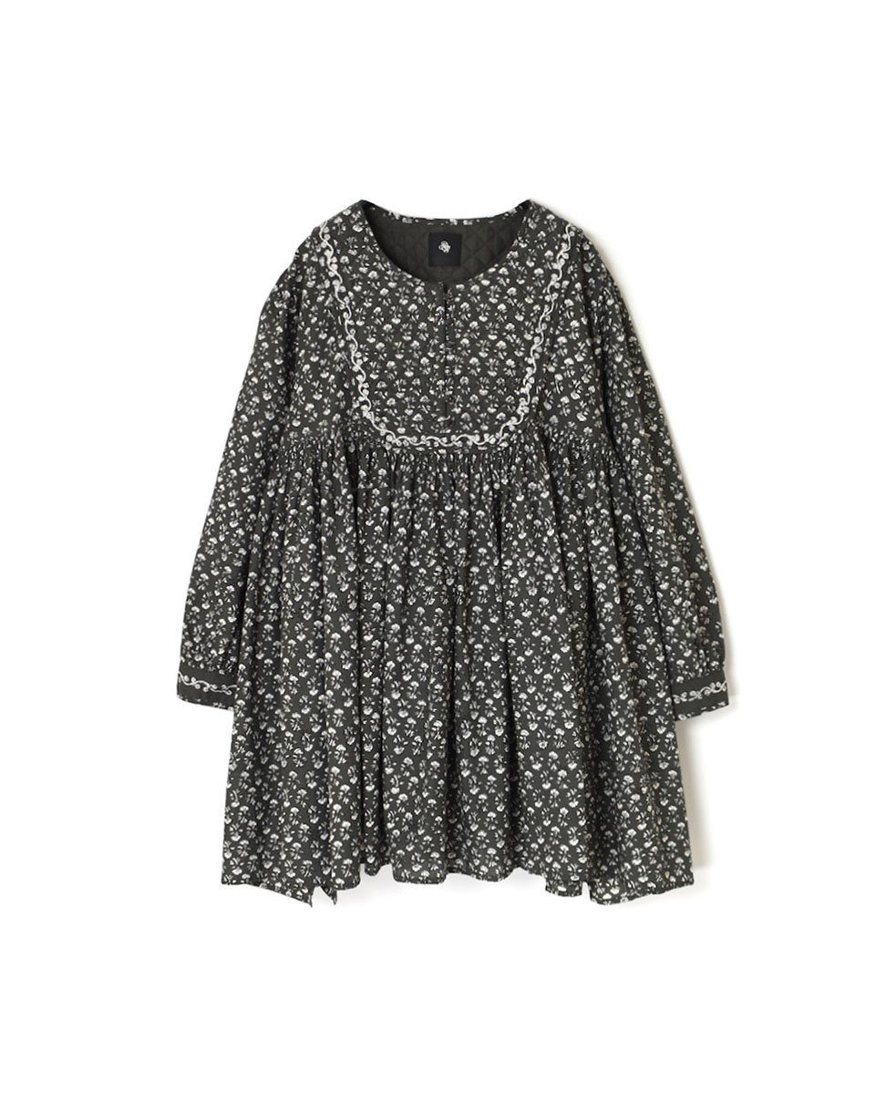 INMDS23721 (シャツ) 60’S COTTON GENTIANA FLOWER BLOCK PRINT RAJASTHAN TUCK GATHERED TUNIC
