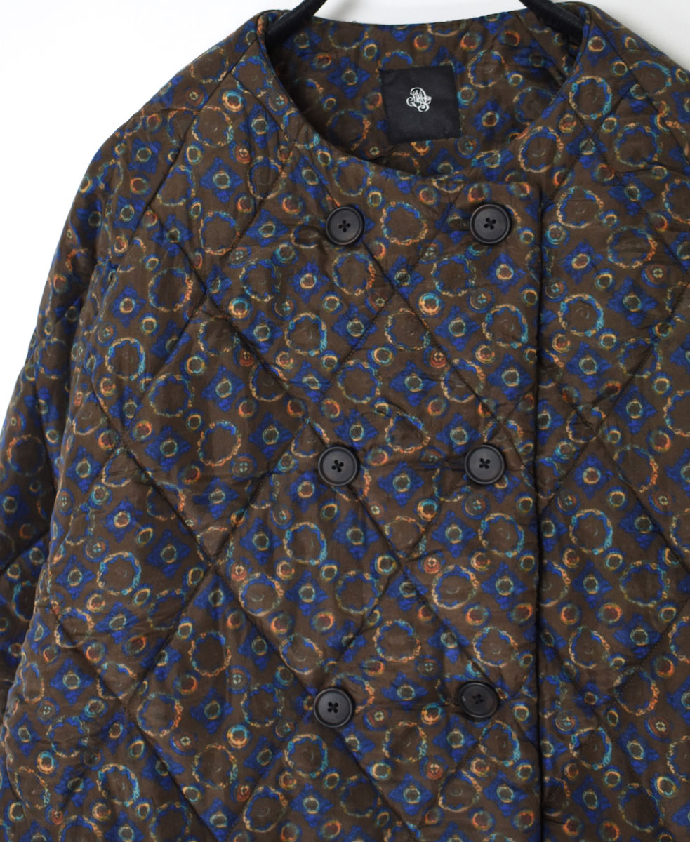 NMDS23542P (ジャケット) PADDED SILK PRINT NO COLLAR DOUBLE JACKET