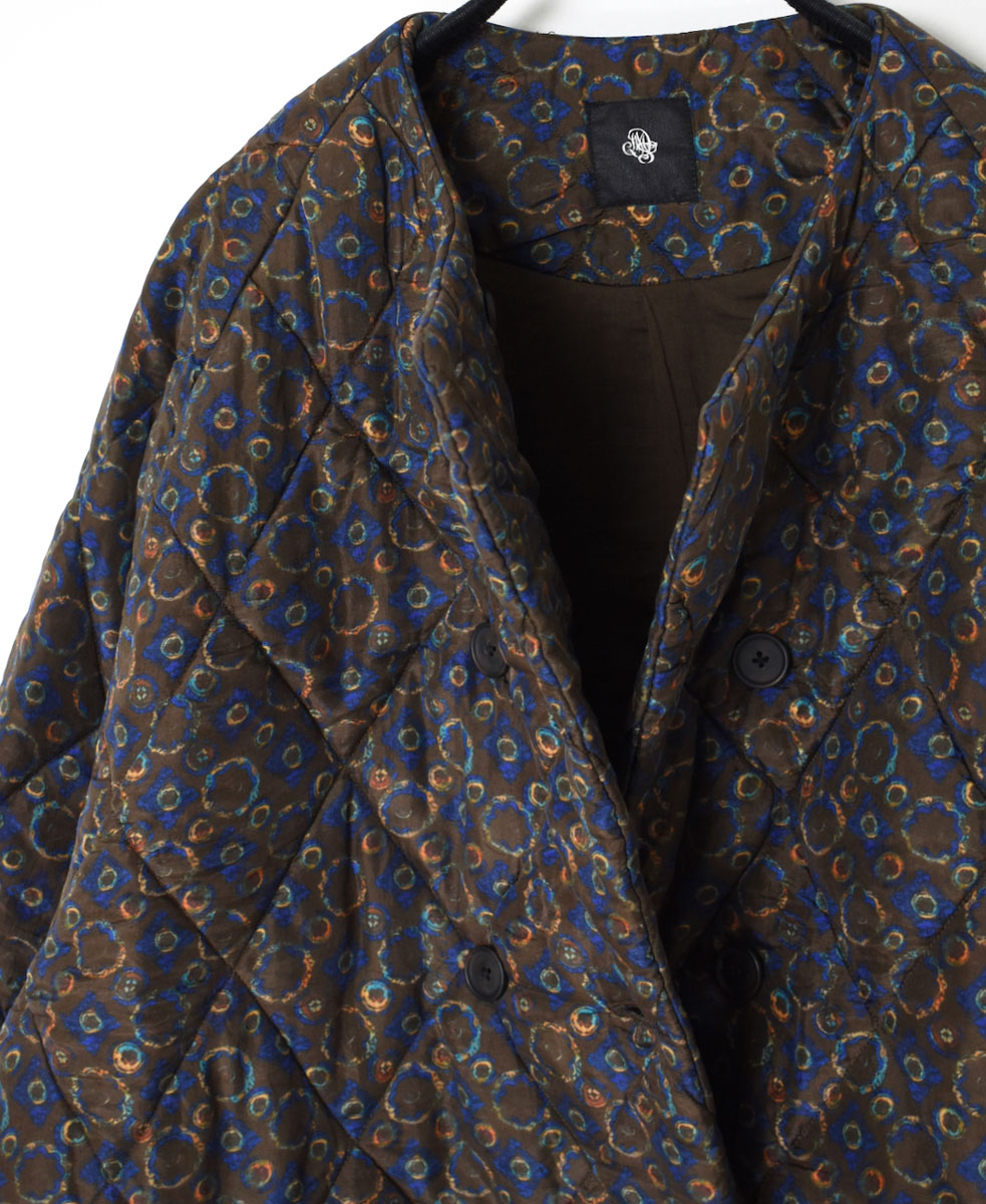 NMDS23542P (ジャケット) PADDED SILK PRINT NO COLLAR DOUBLE JACKET