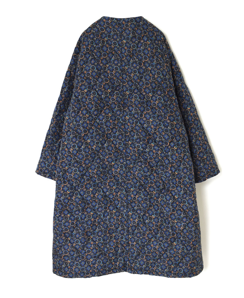 NMDS21512P (コート) PADDED SILK PRINT NO COLLAR DOUBLE COAT
