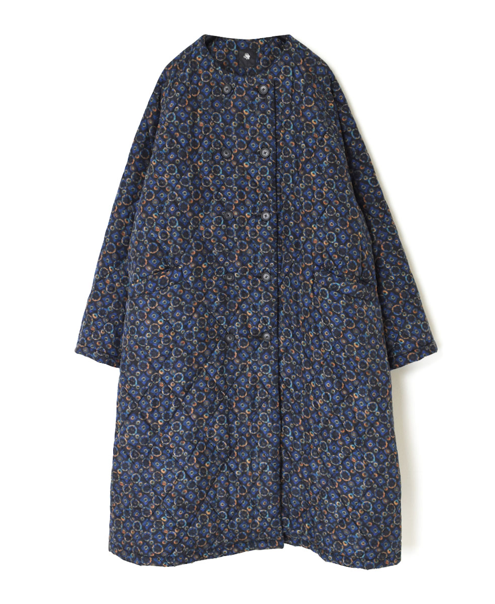 NMDS21512P (コート) PADDED SILK PRINT NO COLLAR DOUBLE COAT