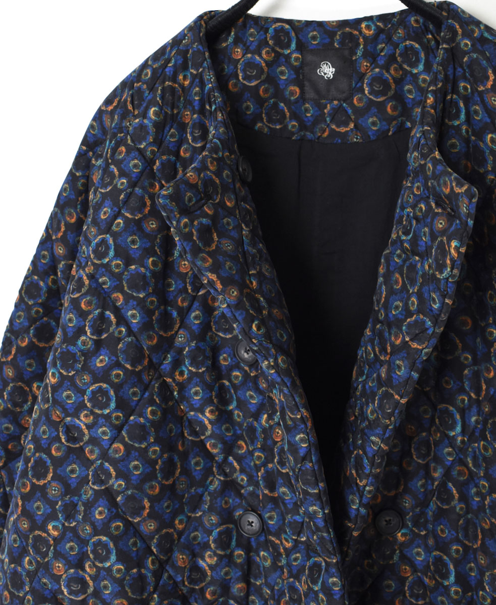 NMDS21512P (コート) PADDED SILK PRINT NO COLLAR DOUBLE COAT