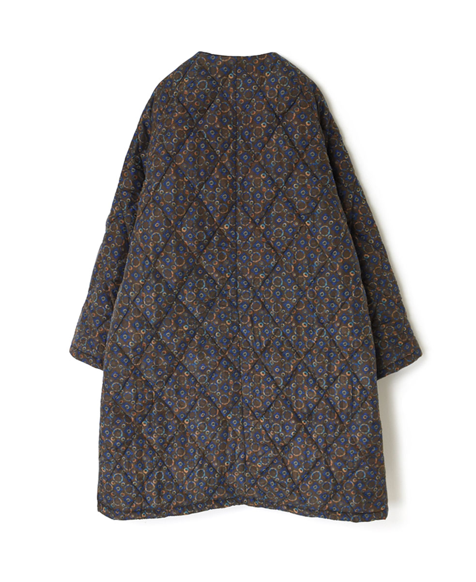 NMDS21512P (コート) PADDED SILK PRINT NO COLLAR DOUBLE COAT