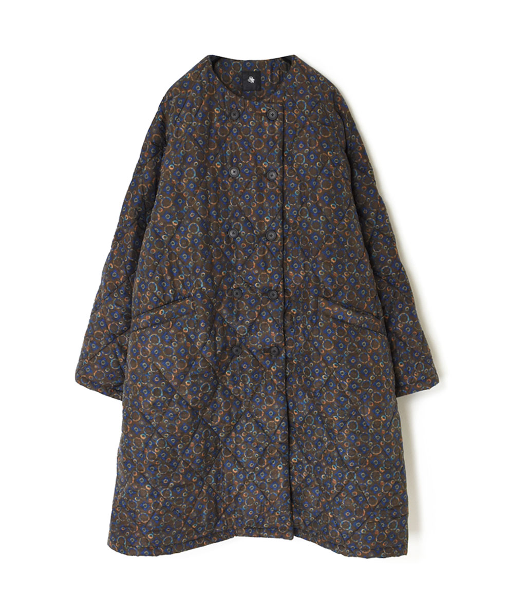 NMDS21512P (コート) PADDED SILK PRINT NO COLLAR DOUBLE COAT