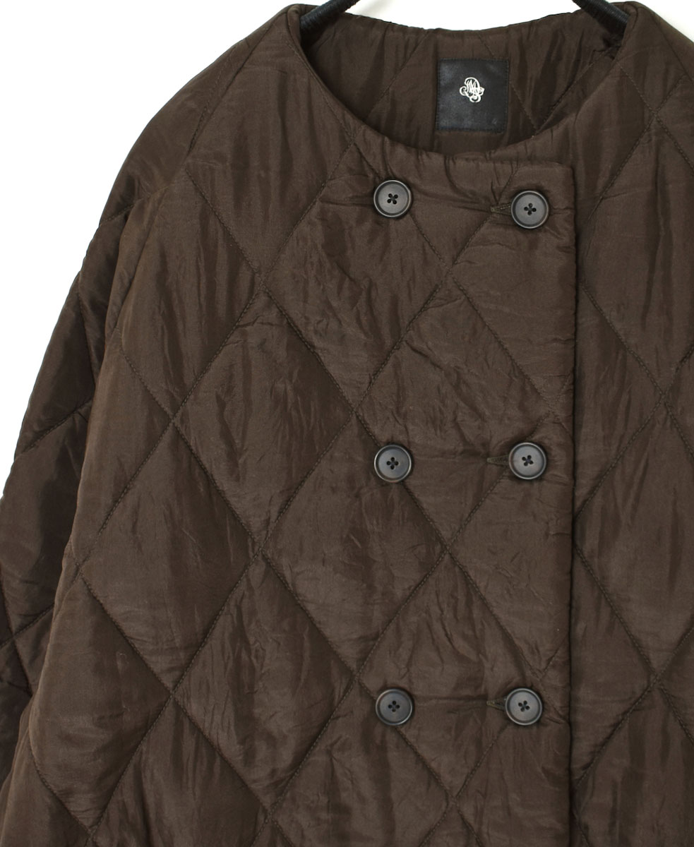 NMDS21512 (コート) PADDED SILK PLAIN NO COLLAR DOUBLE COAT