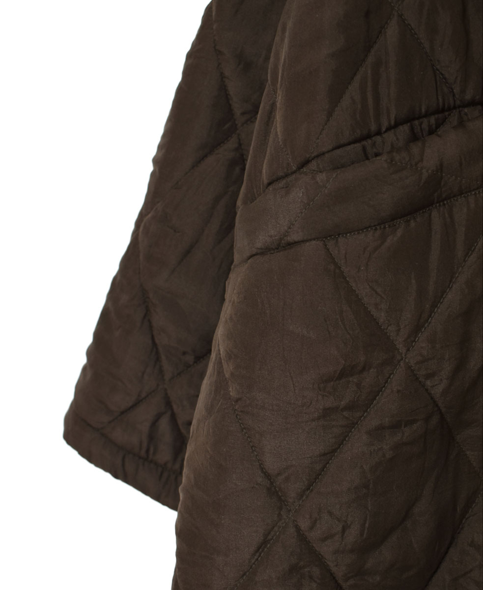 NMDS21512 (コート) PADDED SILK PLAIN NO COLLAR DOUBLE COAT