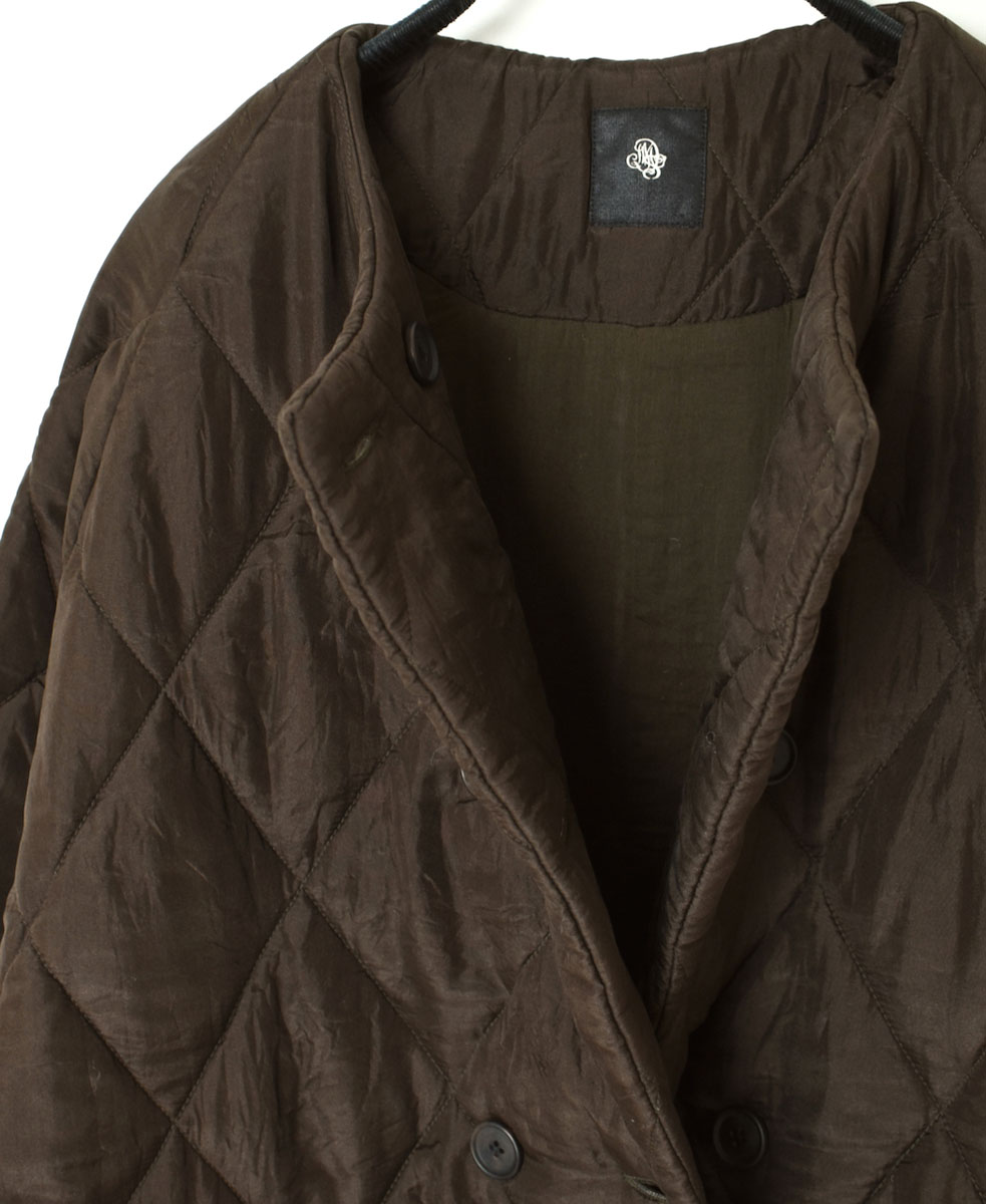 NMDS21512 (コート) PADDED SILK PLAIN NO COLLAR DOUBLE COAT