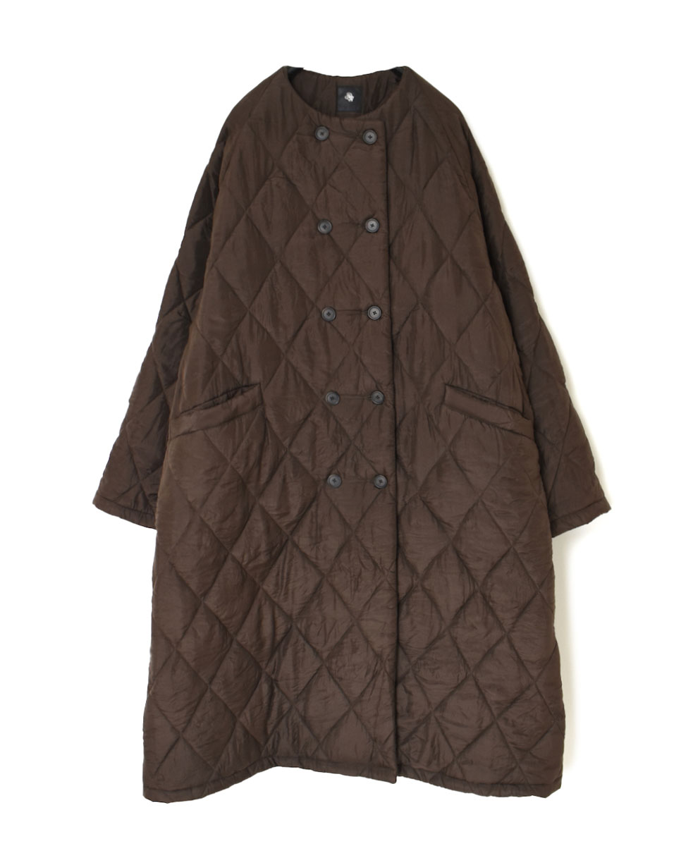 NMDS21512 (コート) PADDED SILK PLAIN NO COLLAR DOUBLE COAT