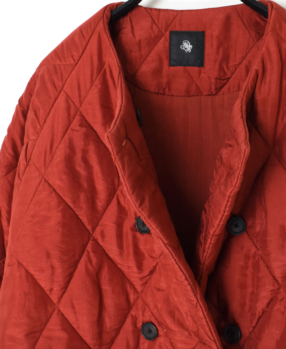 NMDS21512 (コート) PADDED SILK PLAIN NO COLLAR DOUBLE COAT