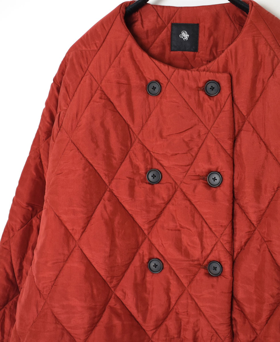 NMDS21512 (コート) PADDED SILK PLAIN NO COLLAR DOUBLE COAT