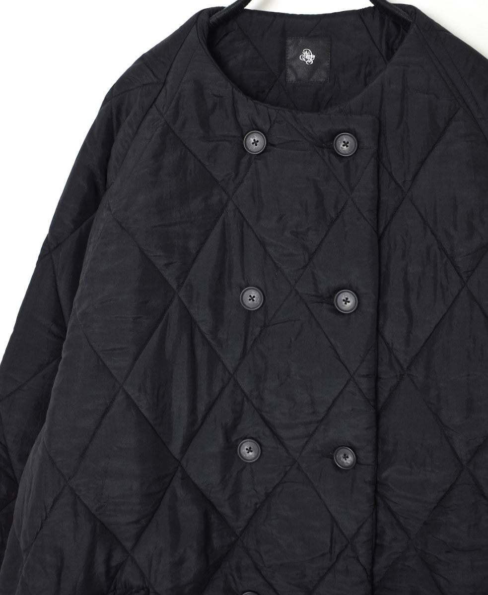 NMDS21512 (コート) PADDED SILK PLAIN NO COLLAR DOUBLE COAT
