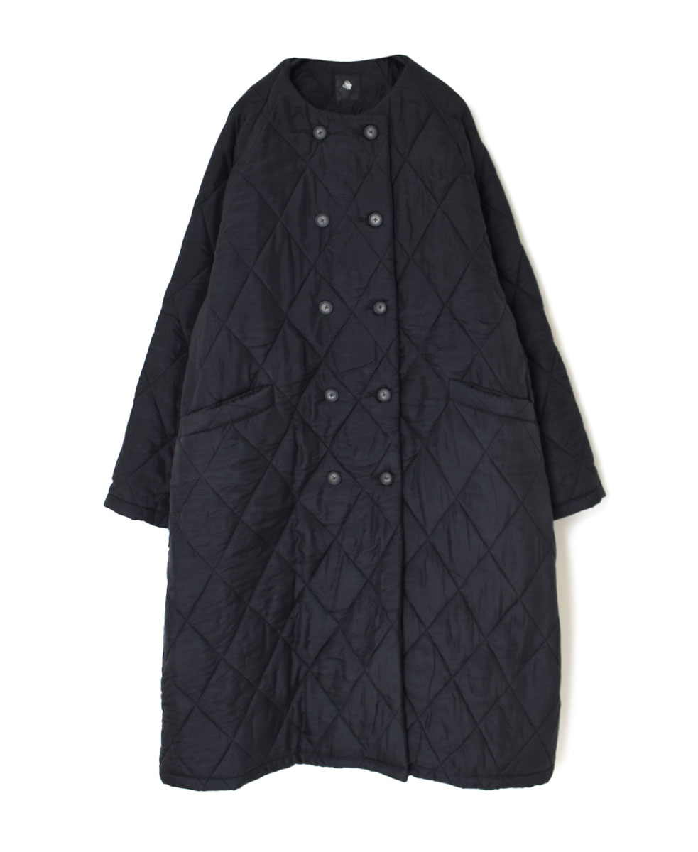 NMDS21512 (コート) PADDED SILK PLAIN NO COLLAR DOUBLE COAT