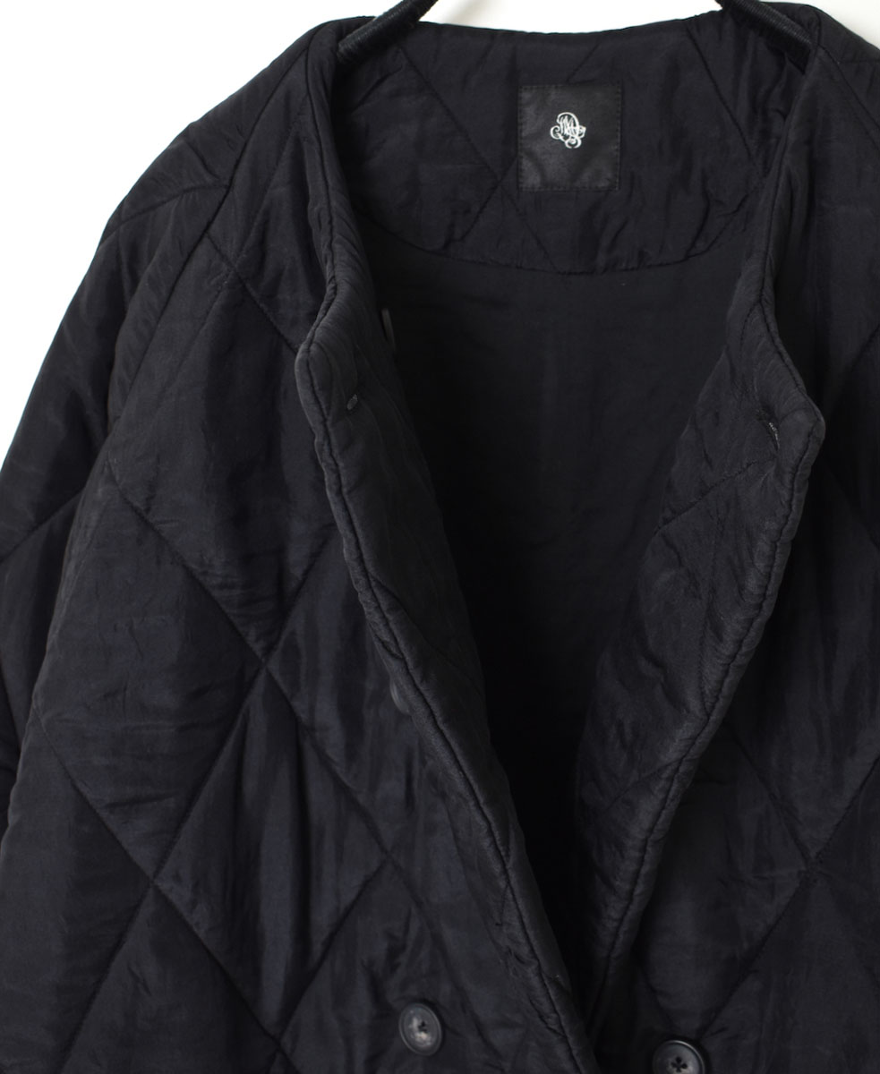 NMDS21512 (コート) PADDED SILK PLAIN NO COLLAR DOUBLE COAT